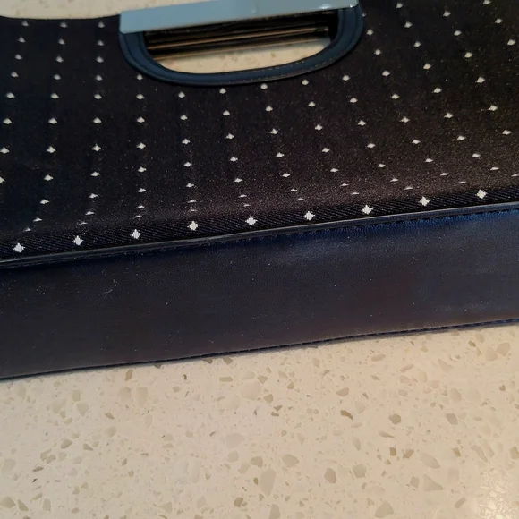 White House Black Market Black Polka Dot Clutch with Silver Handle – Elegant Eve - Picture 4 of 5
